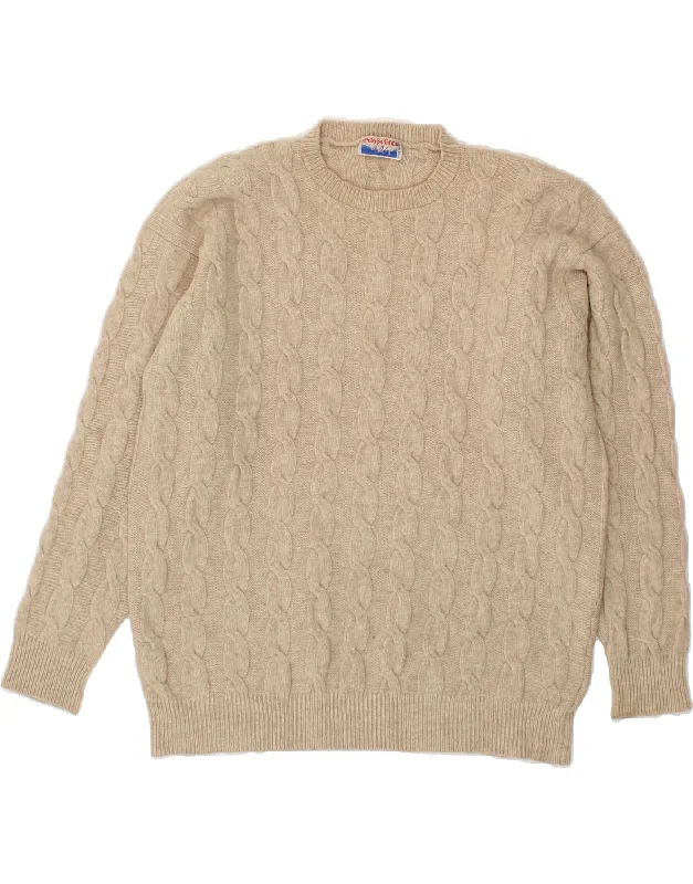 Blowout Deals VINTAGE Womens Crew Neck Jumper Sweater UK 18 XL Beige