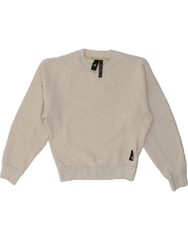 Super Sale ADIDAS Womens Sweatshirt Jumper UK 14 Medium White Cotton