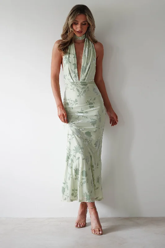 Deal of the Day Tara Floral Jacquard Maxi Dress | Sage