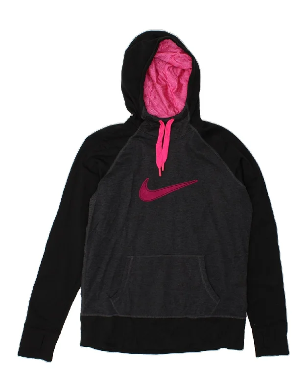 Final Markdown NIKE Womens Therma-Fit Graphic Hoodie Jumper UK 16 Large Grey Colourblock Final Markdown NIKE Womens Therma-Fit Graphic Hoodie Jumper UK 16 Large Grey Colourblock