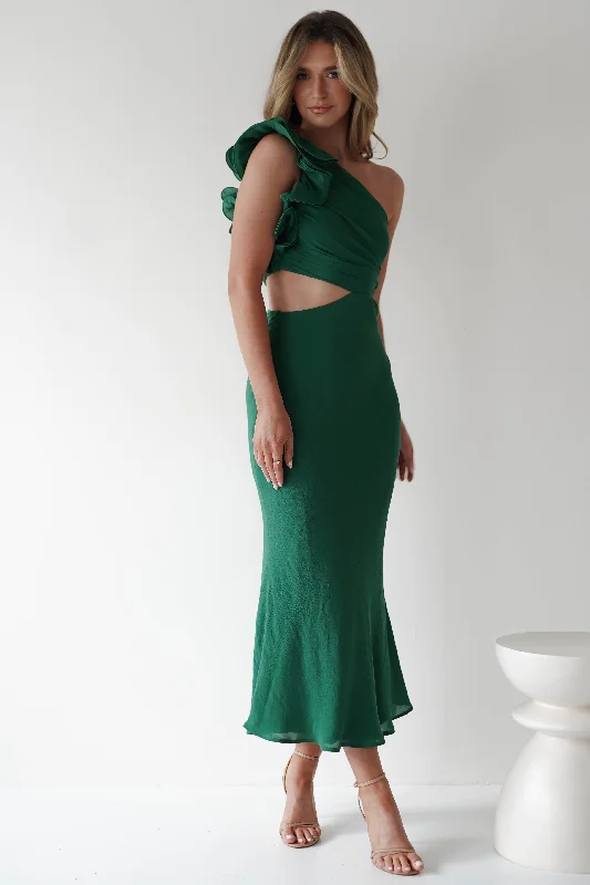 New Markdowns Logen Ruffle Sleeve Midaxi | Forest Green