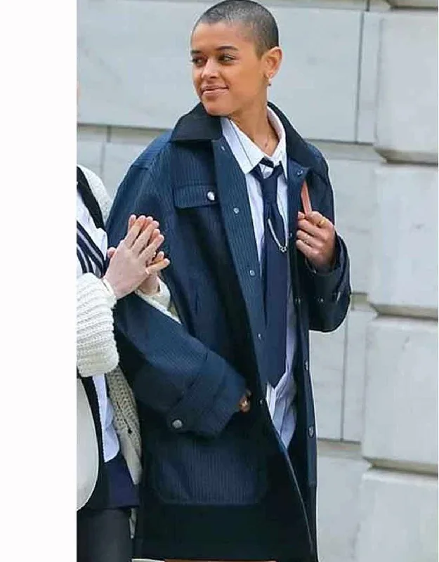 Discount Extravaganza Gossip Girl Julien Calloway Blue Cotton Coat