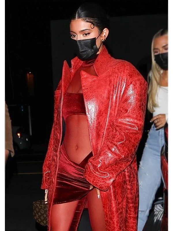 Massive Deals LA Kylie Jenner Red Trench Coat