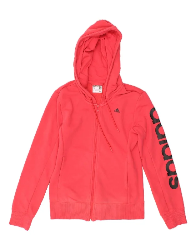 Price Break ADIDAS Womens Climalite Graphic Zip Hoodie Sweater UK 10 Small Pink