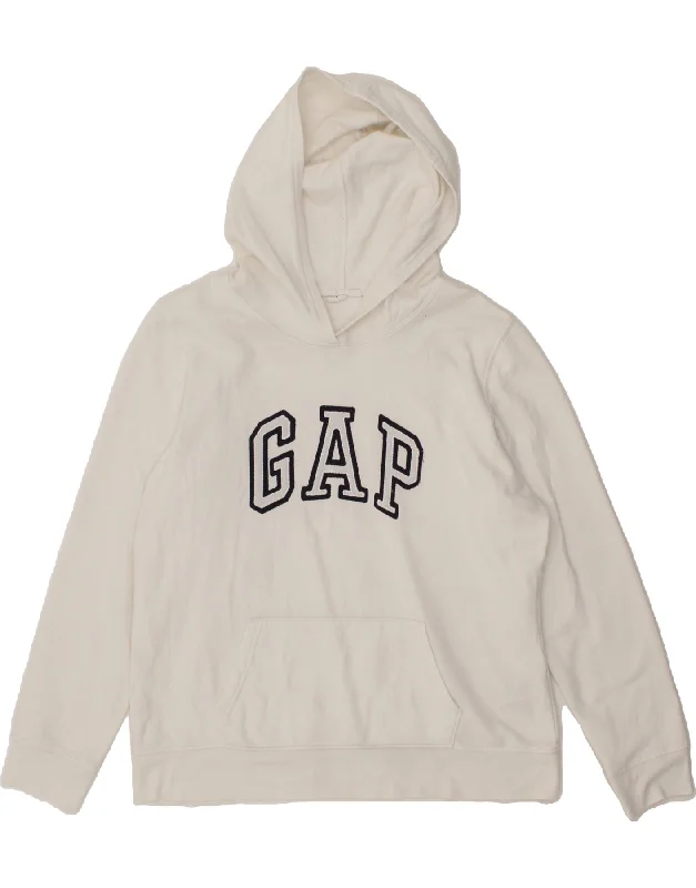 Bargain Blast GAP Womens Graphic Hoodie Jumper UK 16 Large White