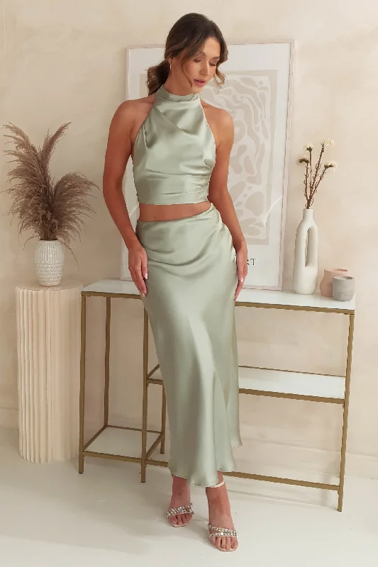 Seasonal Sale Imogen Satin Maxi Skirt | Sage
