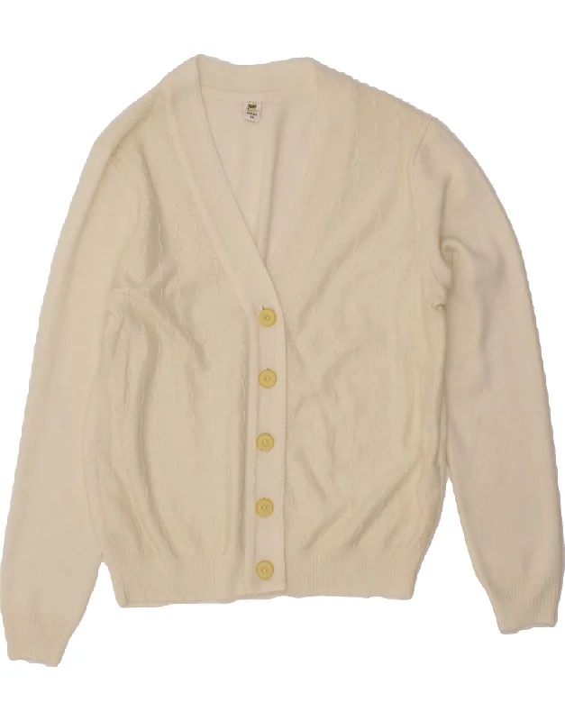 Act Fast VINTAGE Womens Cardigan Sweater IT 44 Medium Off White Polyacrylic
