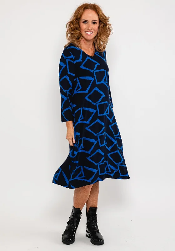 Closeout Sale Capri Drop Pocket Midi Dress, Navy & Cobalt