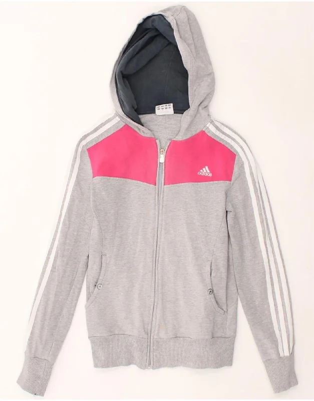 Bargain Prices ADIDAS Womens Zip Hoodie Sweater UK 10 Small Grey Colourblock