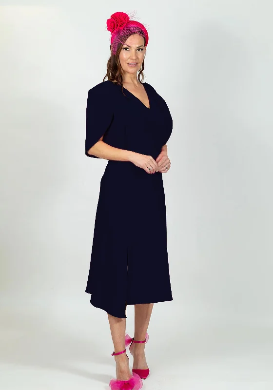 Daily Deals Ella Boo Oversize Tulip Sleeve Midi Dress, Navy