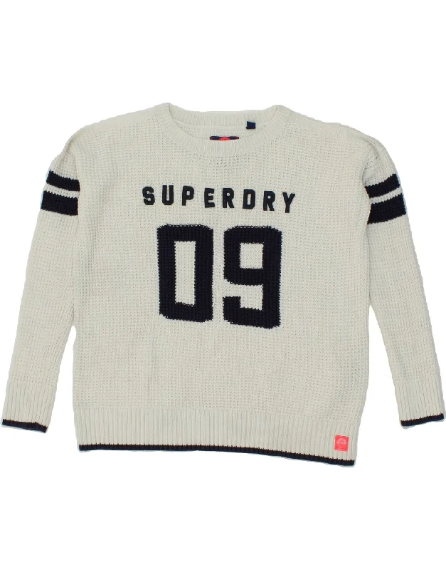 Exclusive Online Offer SUPERDRY Womens Oversized Graphic Crew Neck Jumper Sweater UK 6 XS White Exclusive Online Offer SUPERDRY Womens Oversized Graphic Crew Neck Jumper Sweater UK 6 XS White
