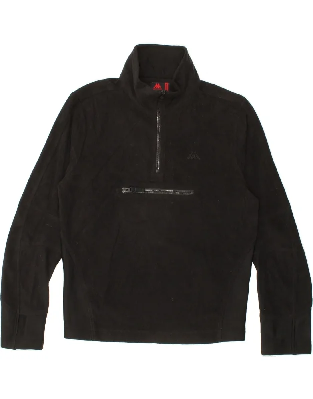 Closeout KAPPA Womens Zip Neck Fleece Jumper Medium Black Polyester