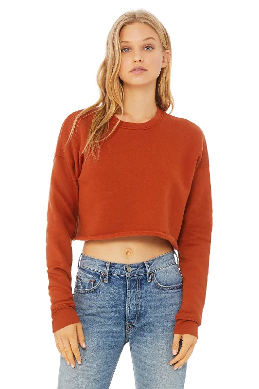 Deal of the Day Bella + Canvas Womens Cropped Fleece Crewneck Sweatshirt - Brick Red