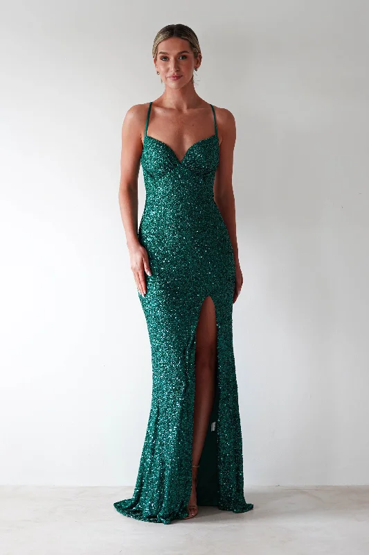 Special Discount Clarisse Bodycon Sequin Gown | Emerald Green