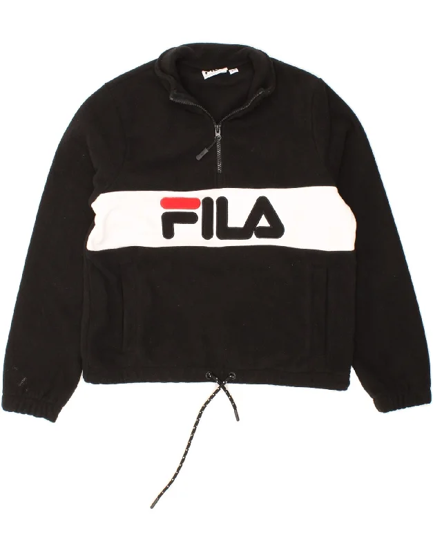 Anniversary Sale FILA Womens Graphic Oversized Fleece Jumper UK 6 2XS Black Colourblock Anniversary Sale FILA Womens Graphic Oversized Fleece Jumper UK 6 2XS Black Colourblock