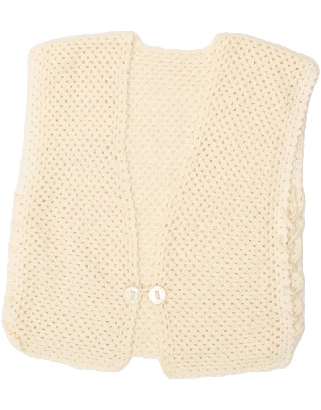 Buy More, Save More VINTAGE Womens Crop Sleeveless Cardigan Sweater UK 14 Medium Off White Buy More, Save More VINTAGE Womens Crop Sleeveless Cardigan Sweater UK 14 Medium Off White
