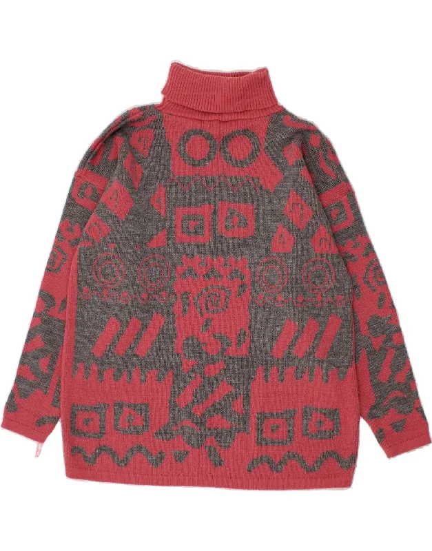 Reduced Prices C&A Womens Oversized Roll Neck Jumper Sweater UK 14 Medium Pink Geometric Reduced Prices C&A Womens Oversized Roll Neck Jumper Sweater UK 14 Medium Pink Geometric