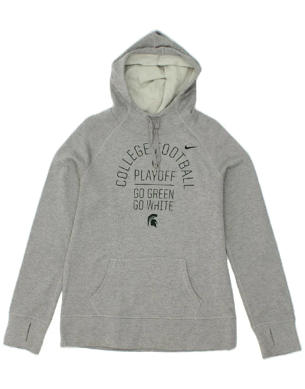 Deal Mania NIKE Womens Graphic Hoodie Jumper UK 14 Large Grey Polyester