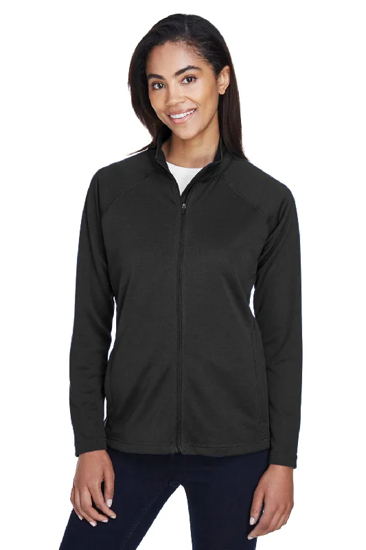 Super Bargain Devon & Jones Womens Compass Stretch Tech Moisture Wicking Full Zip Sweatshirt w/ Pockets - Black Super Bargain Devon & Jones Womens Compass Stretch Tech Moisture Wicking Full Zip Sweatshirt w/ Pockets - Black