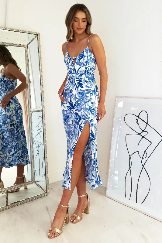 Weekend Deal Flora Floral Print Midi Dress | Blue