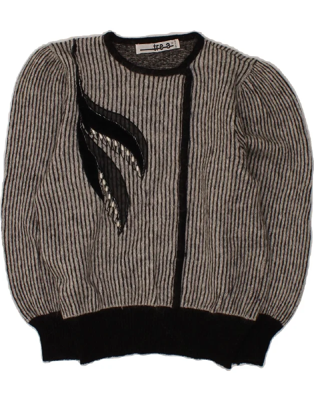 Exclusive Access VINTAGE Womens Cardigan Sweater UK 12 Medium Grey Striped