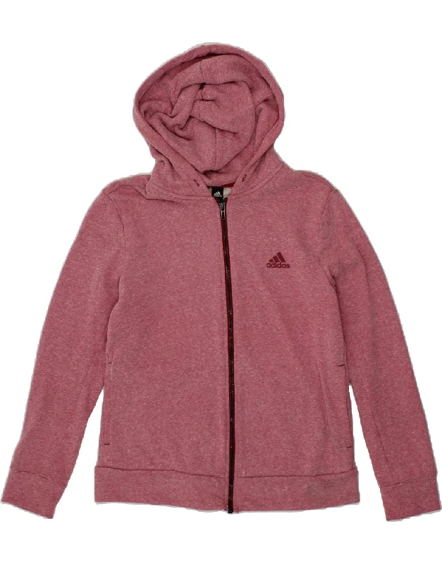 Year-End Sale ADIDAS Womens Graphic Zip Hoodie Sweater UK 10 Small Pink Flecked