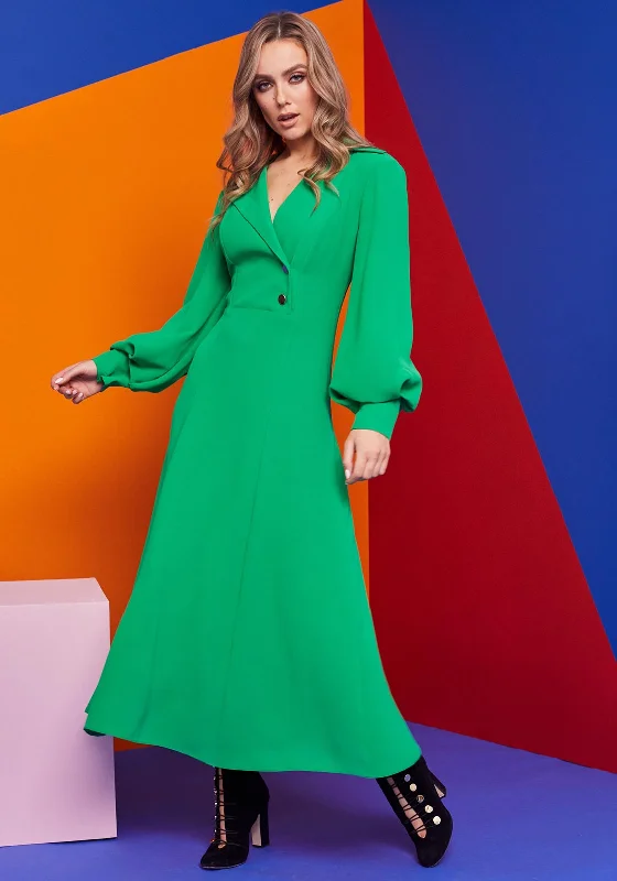 Early Access Kate Cooper Balloon Sleeve Maxi Dress, Emerald Green